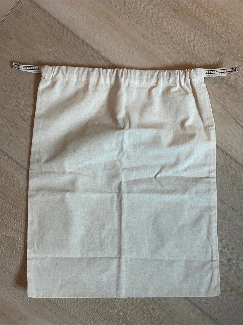 Set of 2 New Tory Burch Cream Canvas Dust Bag - 12”x15 and 14”x18